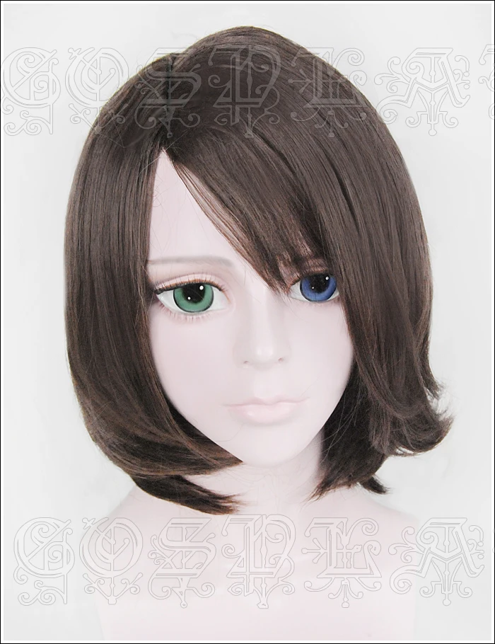 

Anime FF10-2 Final Fantasy X Summoner Yuna Cosplay Wigs Short Brown Straight Heat Resistant Synthetic Hair Wig + Wig Cap