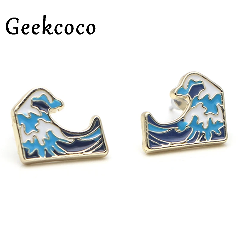 

The Great Wave off Kanagawa vintage earrings party jewelry gift girlfriend birthday presents Stud Earrings women earrings J0294
