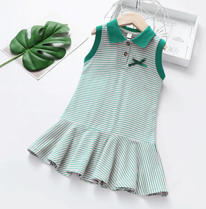 

New Girls Summer Dress Fashion Striped Baby Girl Tennis Dress Kids Princess Cotton Vest Dresses Children Clothes For Party