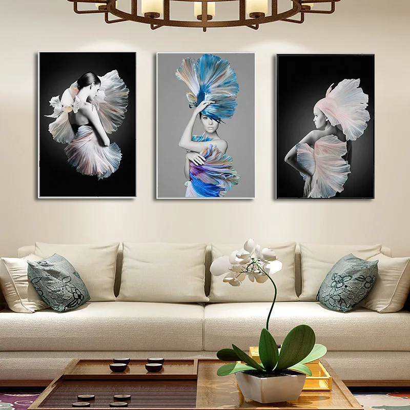 Без рамки рисунок печати живопись модные модели Для женщин фотографии Настенный