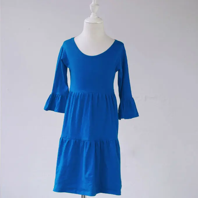 2017 весенние детские модные однотонные белые платья ярких цветов с длинными