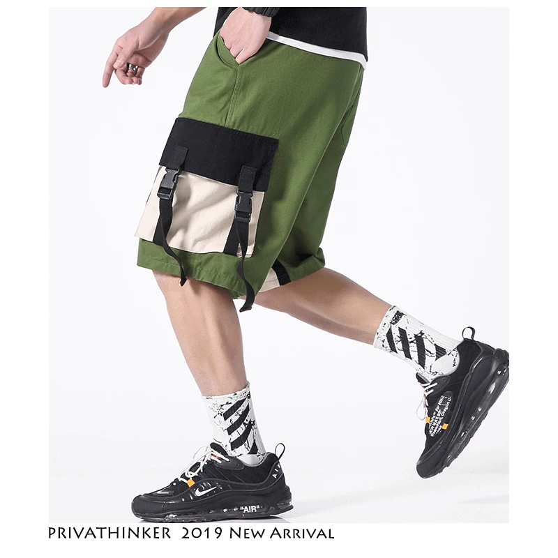 Privathinker лоскутное повседневное ремень мужские шорты Карго 2019 s Уличная хлопковые