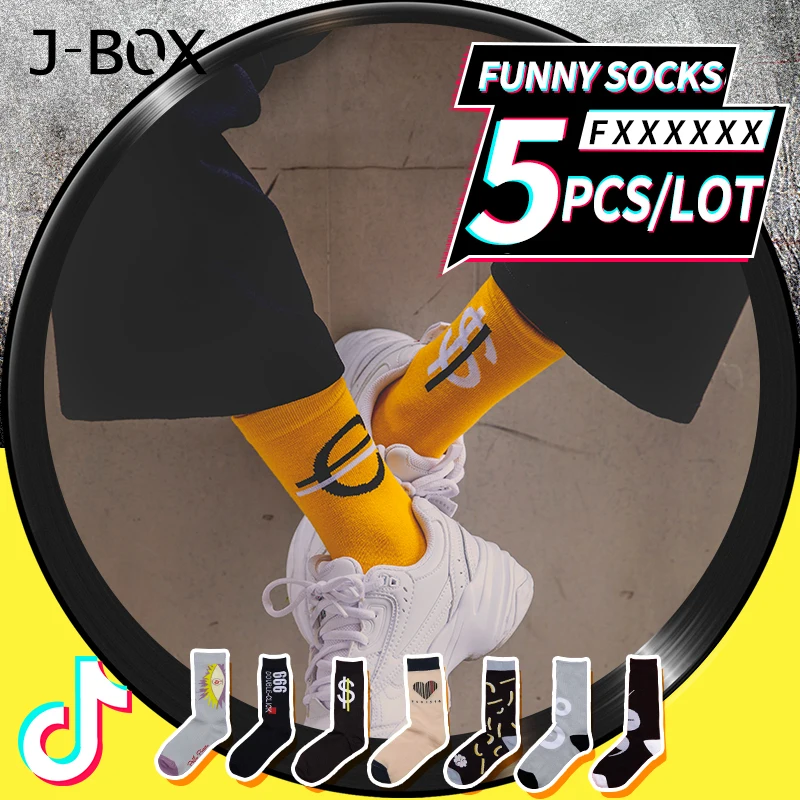J-BOX 5 пар/лот женские забавные носки хлопковые крутые в стиле хип-хоп для