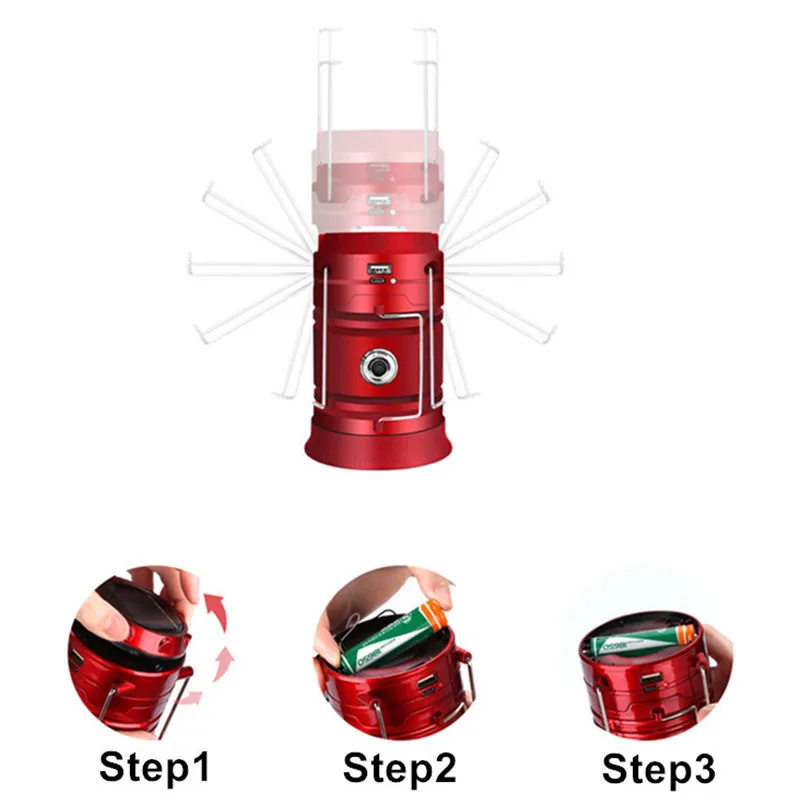 Скидка Портативные светодиодные складные фонарики на солнечной батарее, ручной перезаряжаемый светильник для походов, кемпинга, уличное освещени...