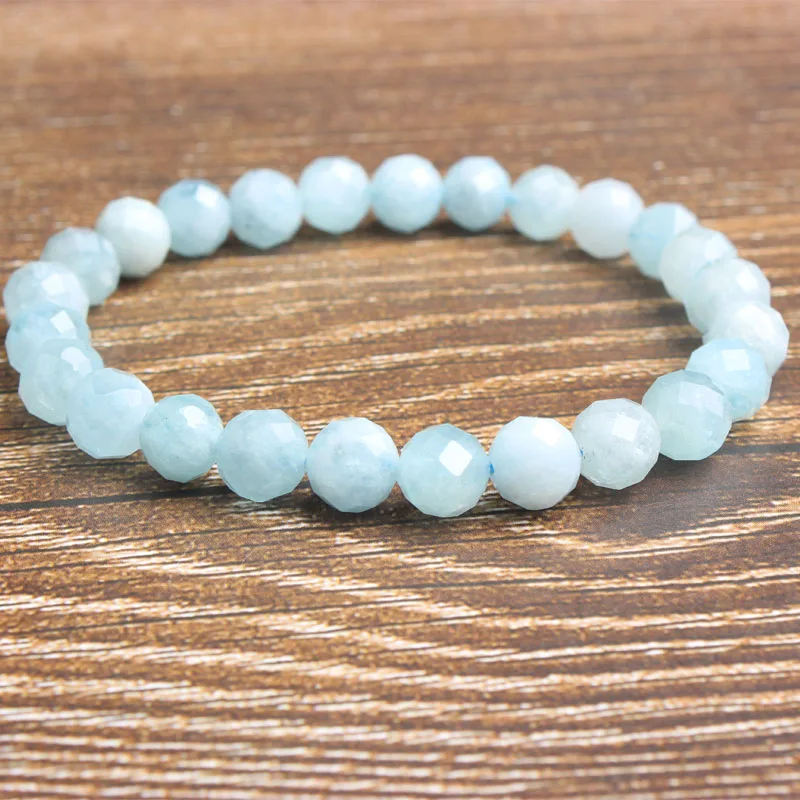 Ling Xiang LanLi 6/8/10 мм модные натуральные ювелирные изделия граненый Топ аквамариновые