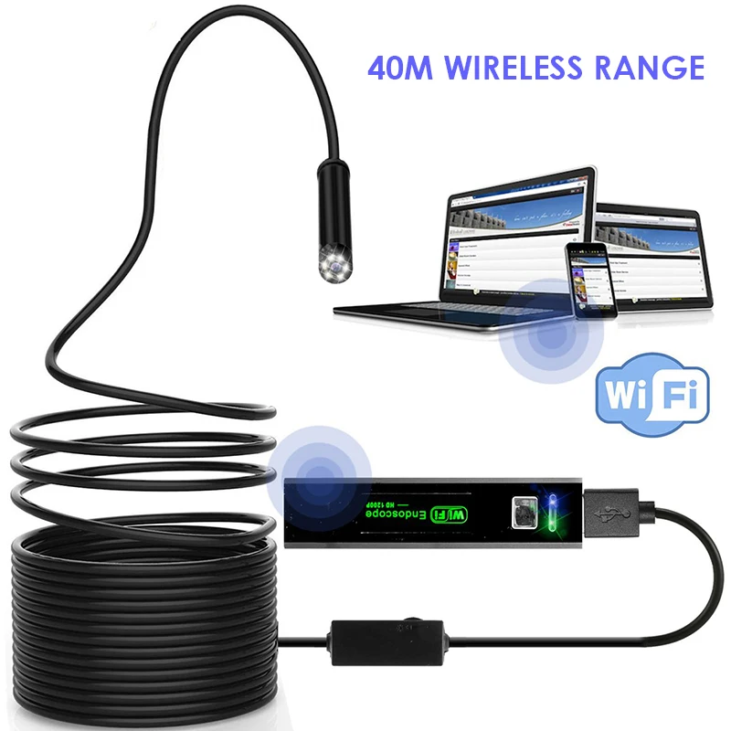 1200P HD WiFi эндоскопа камера Водонепроницаемый Android USB софтпровод жесткий Hardwire