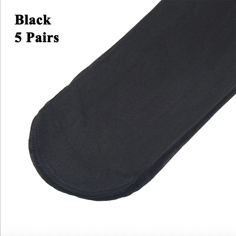 Black 5 pairs 5 пар/лот, прозрачные Нейлоновые женские носки, летние тонкие дышащие однотонные повседневные короткие женские носки, новинка, хорошая цена - Цвет: Black 5 pairs