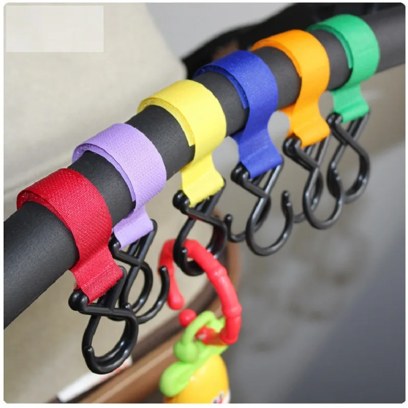 Cute Multicolor Plastic Baby Stroller Accessories Pram 2 Hooks Pushchair Car Hanger Hanging Strap Random Color High Quality | Мать и