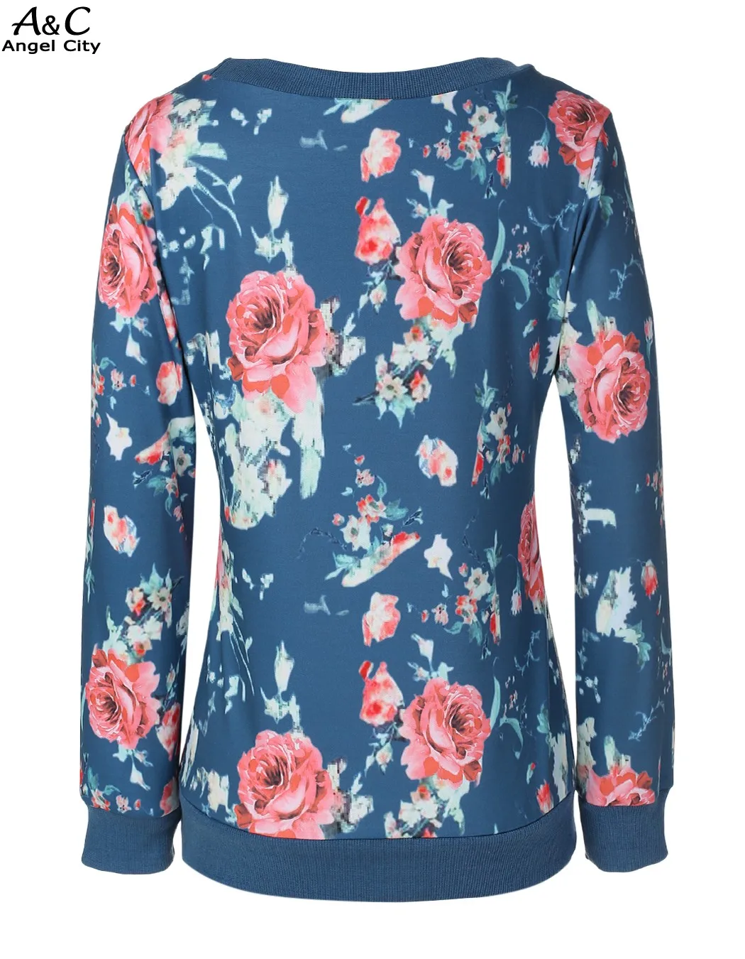 2015 High Quality Women Casual O Neck Long Sleeve Hoodies Tops Flower Printed Sweatshirt Autumn Plus Size 41 | Женская одежда