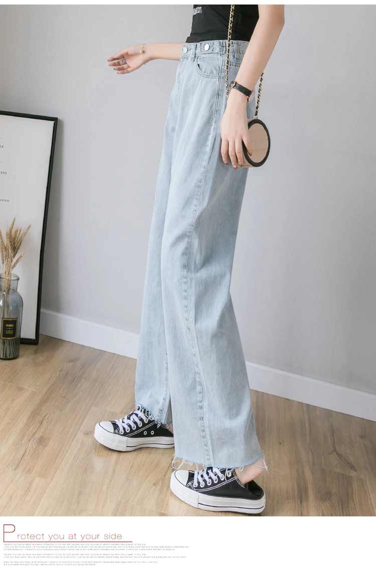 boyfriend Vintage jeans women high waisted wide leg pants jeans blue casual Straight trousers korean streetwear denim pants