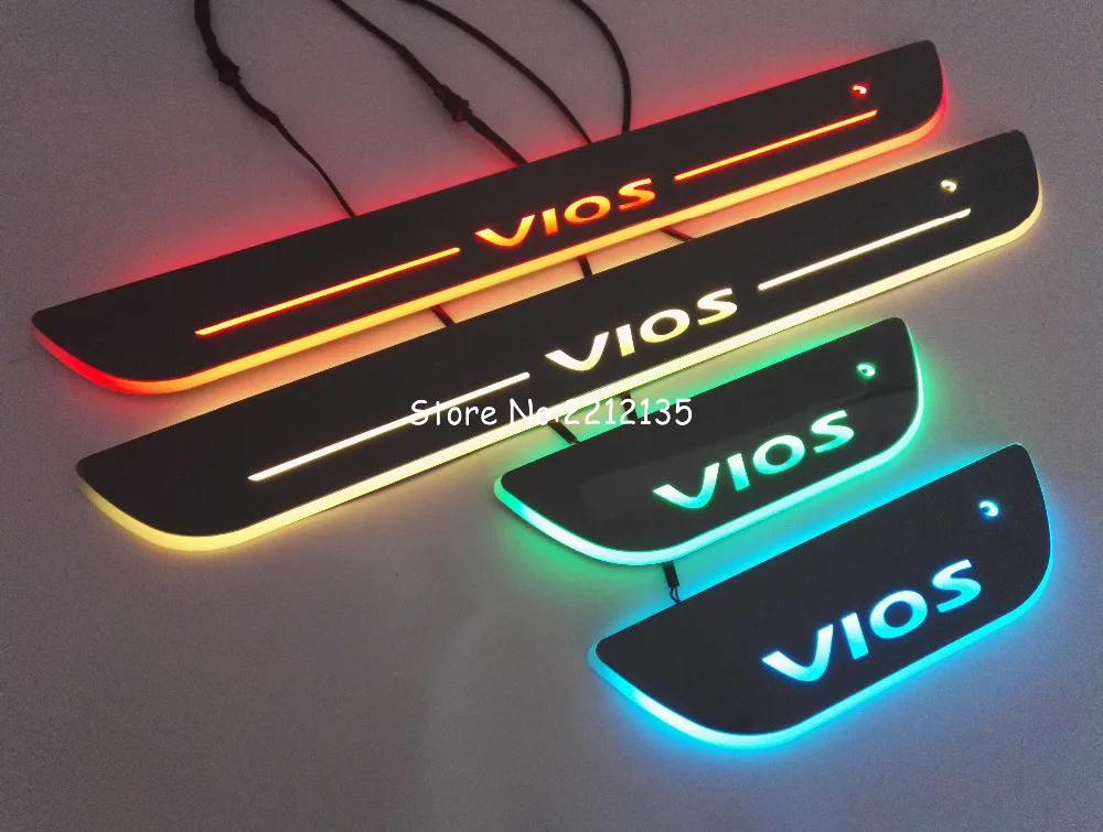 Бесплатная доставка 7 цветов светодиодный порога пластина для TOYOTA VIOS 2008 2013