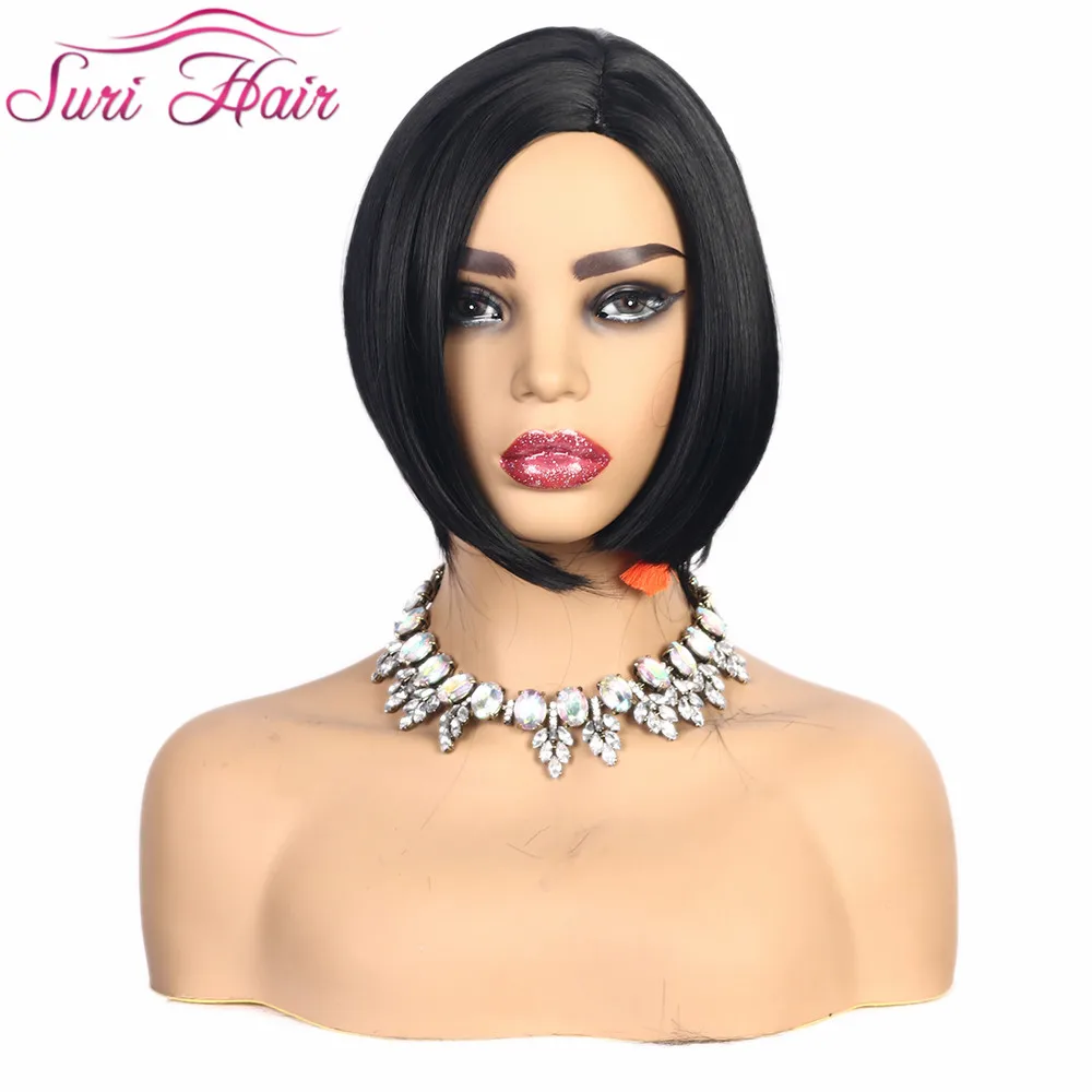 

Suri Hair Black Bob style synthetic wigs for women No Bangs short Length Hair Natural Heat Resistant cosplay wig hairpieces 99j#