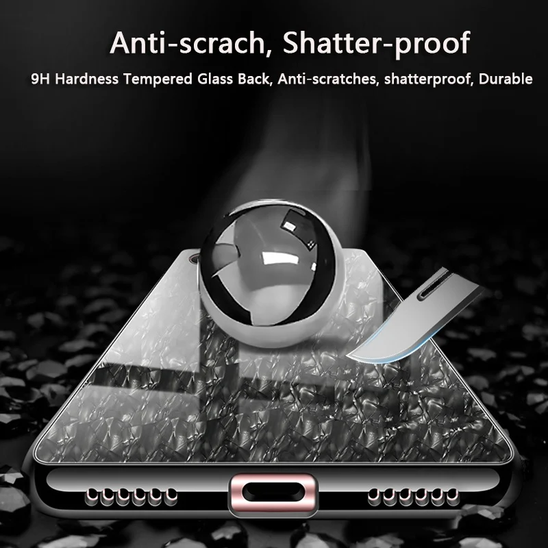 UPaitou Luxury Tempered Glass Case for iPhone 8 7 6 6S Plus TPU Silicone Bumper Shockproof Back Cover |