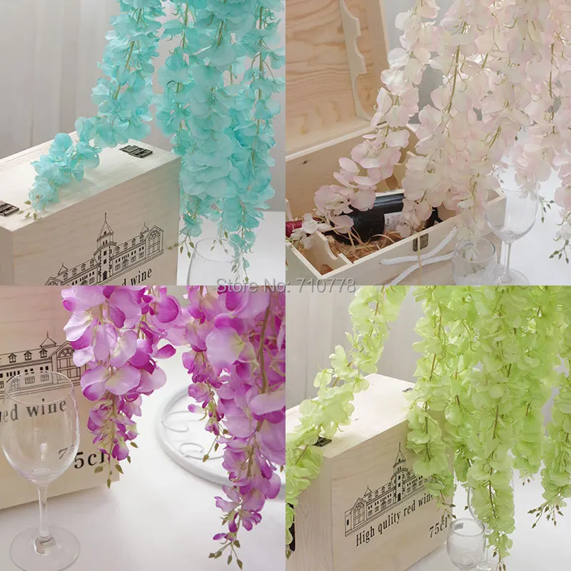 

20pcs 7Colors Artificial Wisteria Silk Flower For DIY Home Party Wedding Garden Floral Decoration Living Room Valentine Day