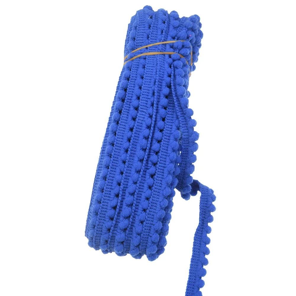 Royal Blue 10 Ярд/рулон маленький Помпон 1 см* 10 ярд кружева неэластичная повязка головная повязка для новорожденных аксессуары для волос DIY одежда аксессуары кисточки ленты - Цвет: Royal Blue