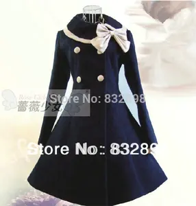 Новое милое шерстяное зимнее платье в стиле моряка Лолиты, зимнее пальто для девочек, пальто принцессы для девочек
