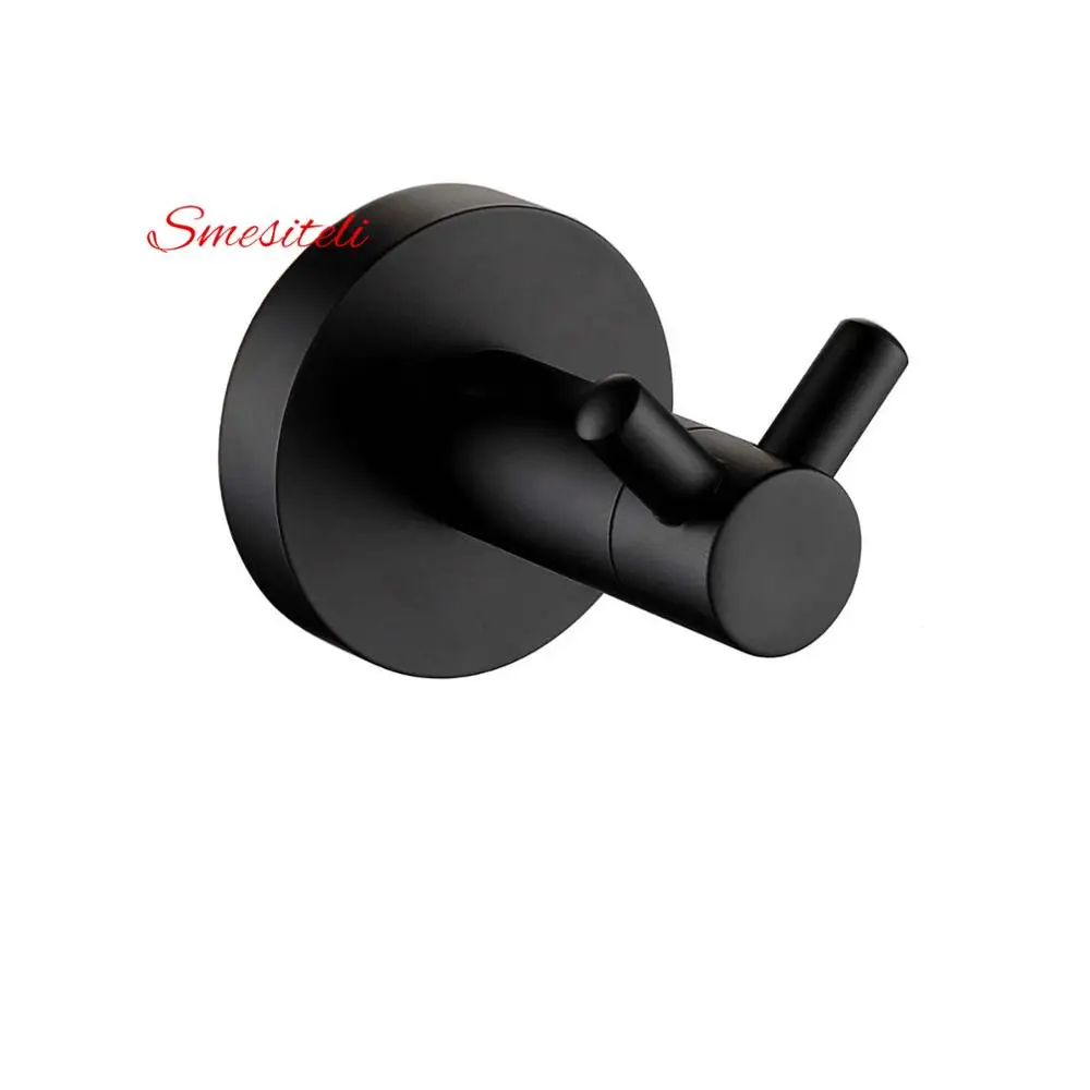 Matte Black Smesiteli и Акции Аксессуары для ванной комнаты кран Медь настенный крючок для халата полотенца крючки Круглый Стиль - Цвет: Matte Black