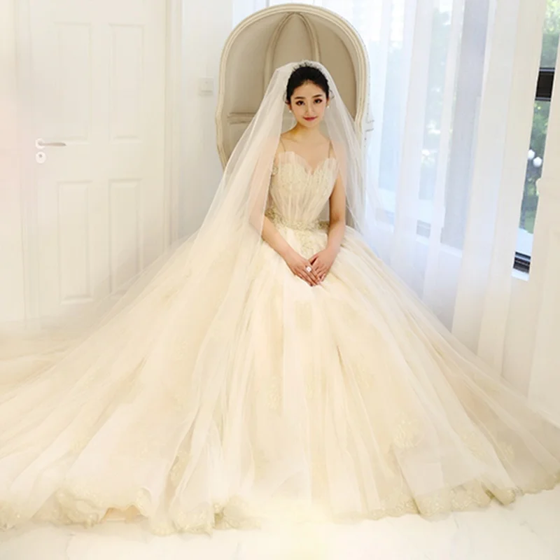 Свадебные платья 2018 романтическое платье принцессы свадебное на бретельках с