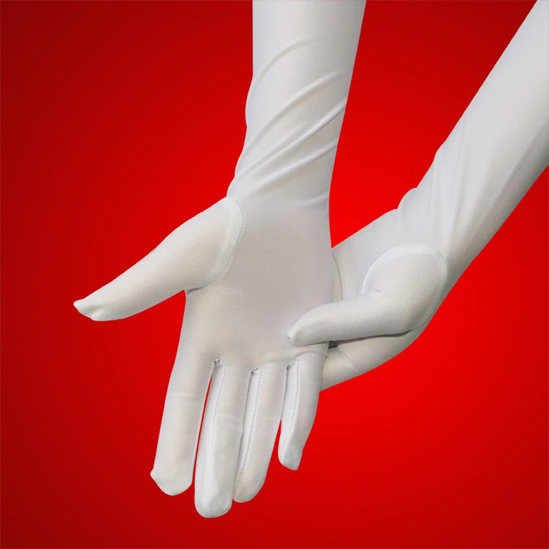 Бесплатная доставка 2 пары эластичных перчаток из спандекса белые длинные