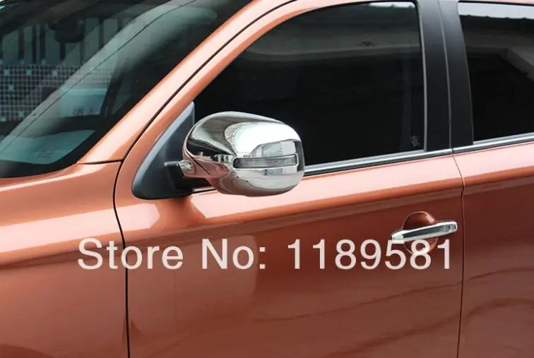 

For Mitsubishi Outlander 2013 2014 2015 ABS Chrome Side Mirror Cover Trim With turn signal holes !