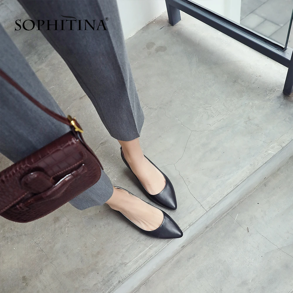 SOPHITINA/стильные женские туфли-лодочки из натуральной кожи на высоком каблуке