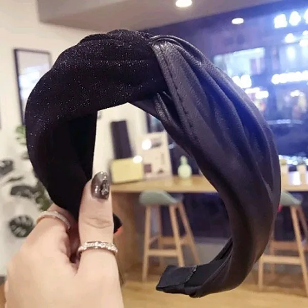 Корейские повязки с узлом для женщин голова Bijoux из искусственной кожи бронзовые головные тканевые повязки для младенцев широкая лента для волос ювелирные изделия для волос аксессуары - Окраска металла: Color 2