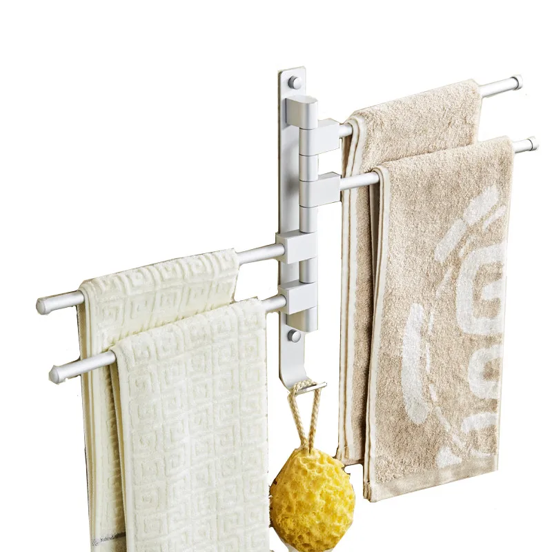 

Aluminum bathroom towel holder 5 layer rotating towel rod wall mounted rack save space