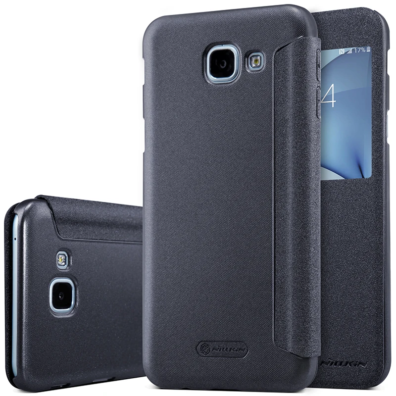 Кожаный флип чехол с окошком для Samsung Galaxy A8 2016 5 7 дюйма NILLKIN Блестящий Модный