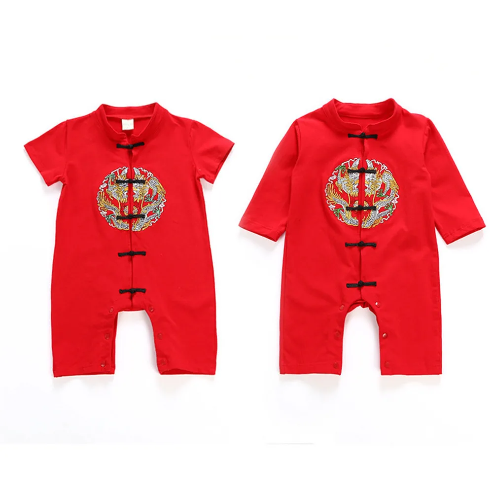 Chinese Style Traditional Embroidery Baby Rompers New Year Boys Girls Clothes Cotton Suit Infant Jumpsuits Costume | Детская одежда и