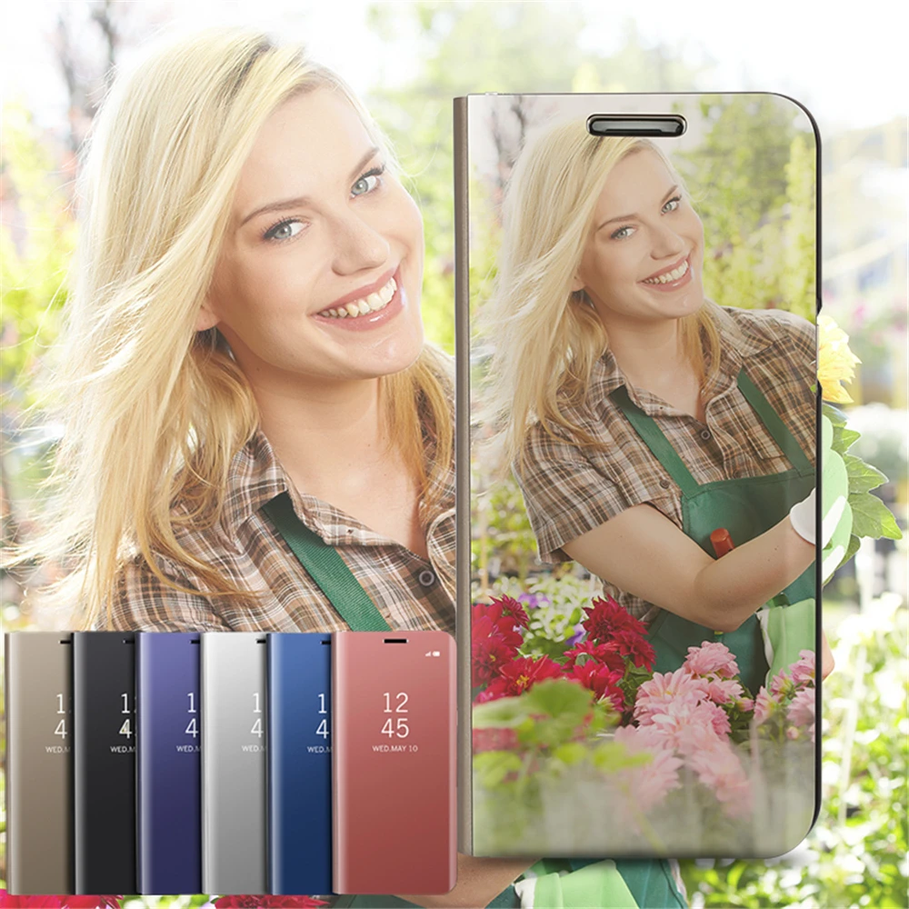 Зеркальный флип-чехол с подставкой для телефона сумки samsung Galaxy J7 J730 2017 чехол