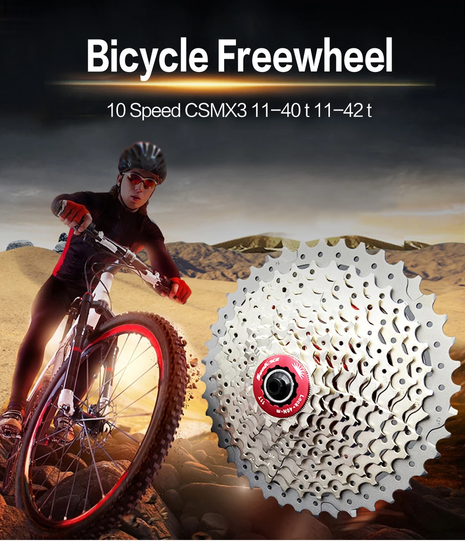 Sunracing 10 скоростей CSMX3 CSMS3 11-40T 11-42T горный велосипед свободного хода 10 S широкое соотношение MTB маховик дать адаптер