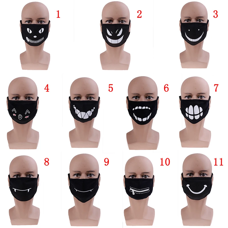 Черная хлопковая Пыленепроницаемая маска для лица 11 видов аниме Kpop счастливый