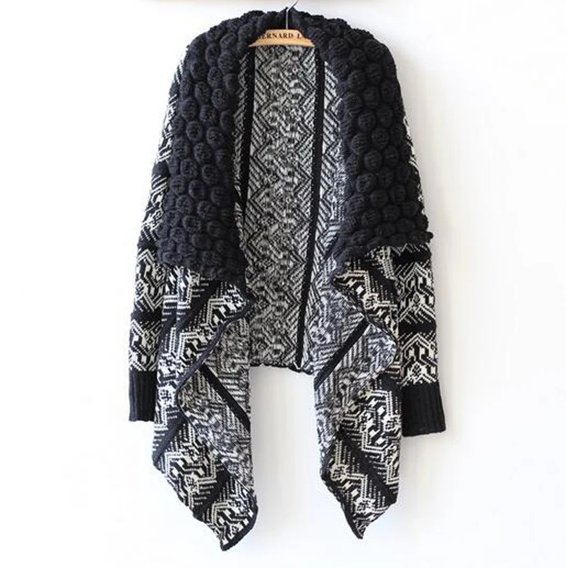 

Knitted Cardigan Women New Fall Irregular Shawl Lapel Loose Sexy Cardigans Casual Knitting Capes Clothing Outwear Plus Size