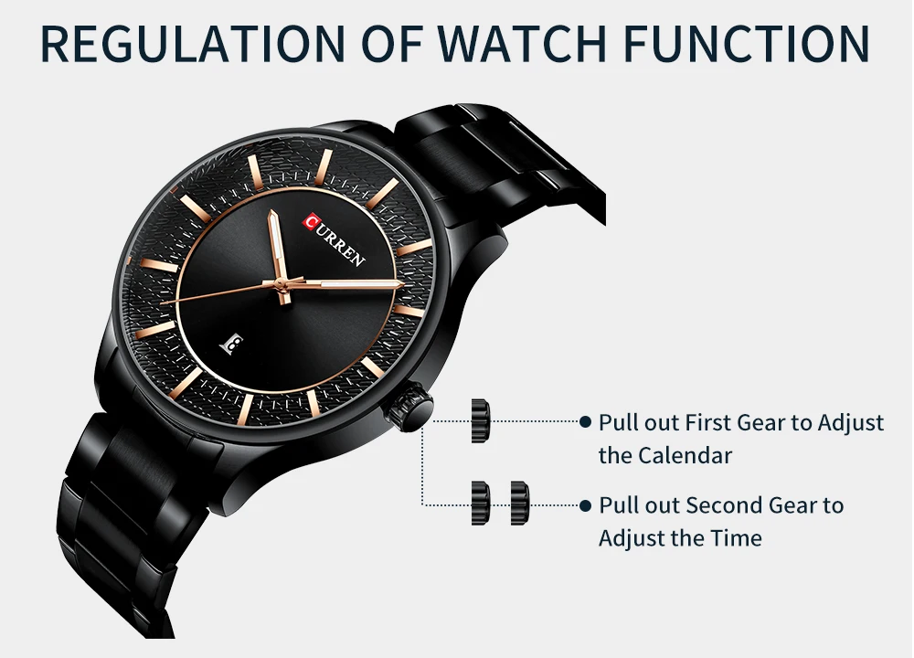 CURREN Top Brand Man Watches Clock Man Fashion Quartz Watches Men Business Steel Wristwatch with Date Classic Black Male