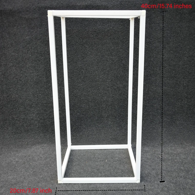white 4pcs 40cm Свадебные свинцовые кованые геометрические рамки прямоугольный цветок из кованого железа украшения сцены искусственные бутафорские цветы - Цвет: white 4pcs 40cm