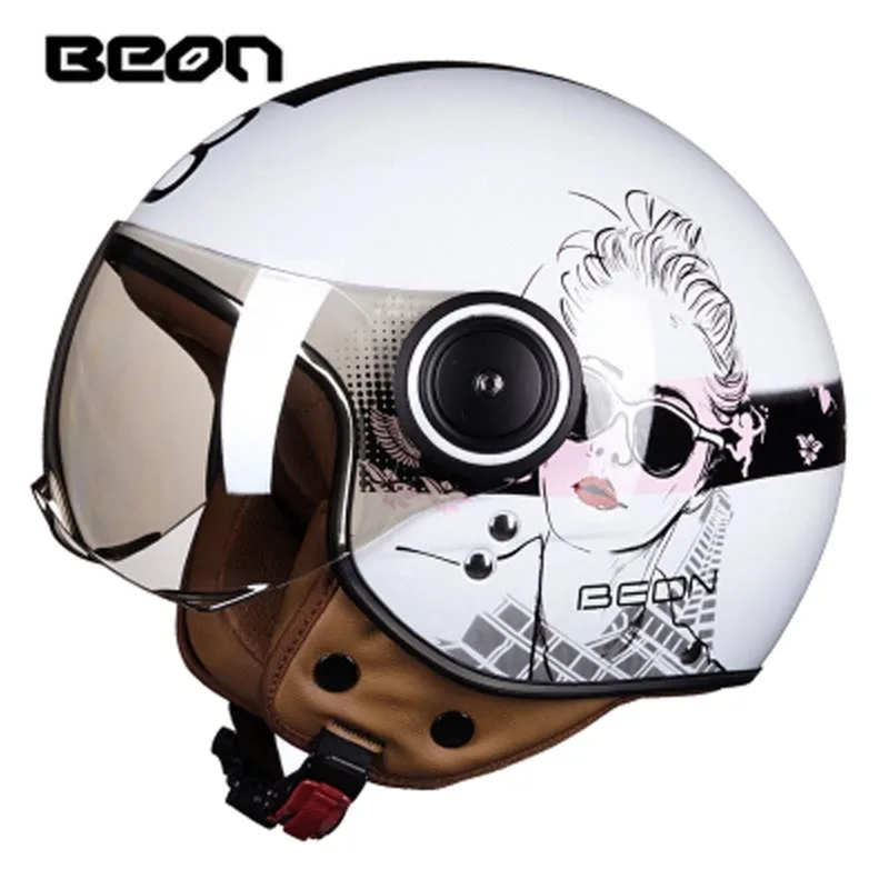 Новые цвета BEON с открытым лицом 3/4 мотоциклетный шлем Casco Capacete реактивный Ретро