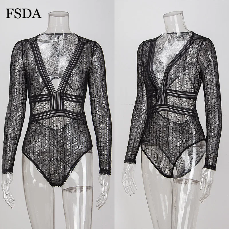 FSDA сексуальное боди с v образным вырезом и открытой спиной кружевной женский
