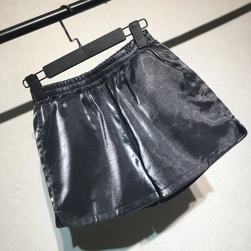 10 colors Punk Gold Sequin Shorts Women Summer 2019 New High Waist short feminino Casual Vintage plus size Wide Leg Short | Женская