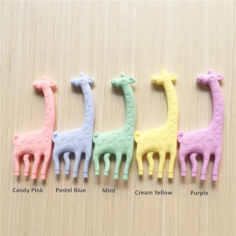

Chenkai 10PCS BPA Free Silicone Giraffe Teether Baby Pacifier Dummy Teething Pendant Nursing DIY Sensory Food Grade Animal Toy