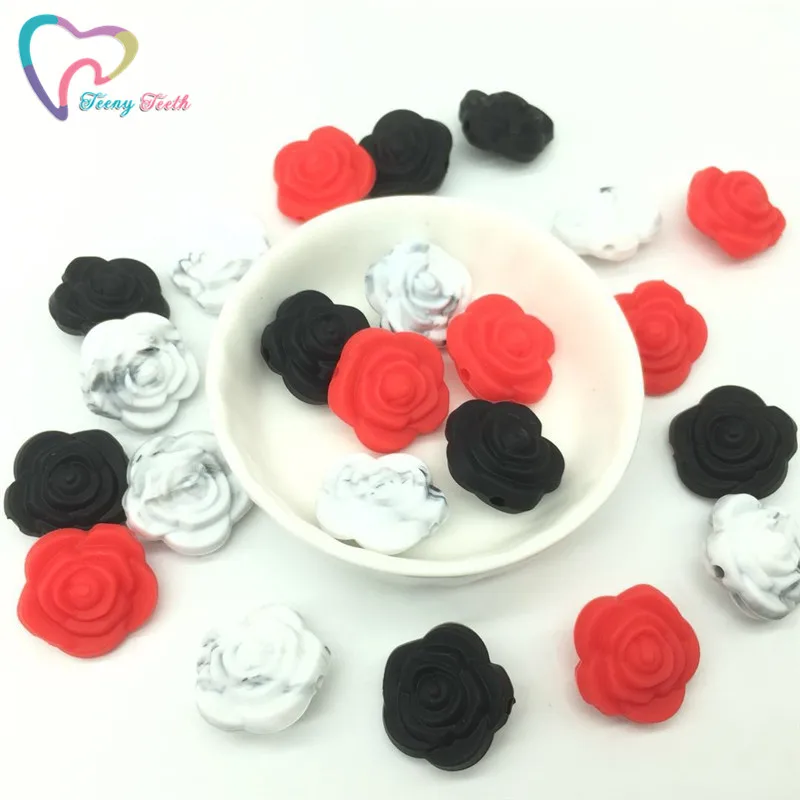 9 шт Силиконовые розы бусины Цветок пищевого класса двухсторонний мини розовый