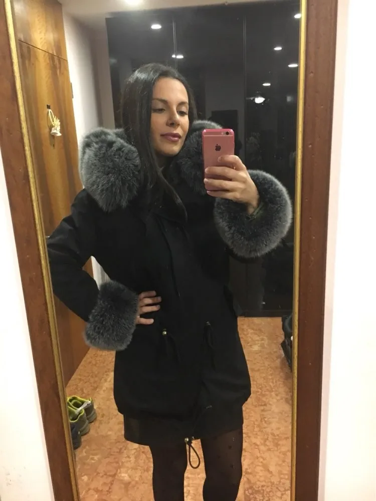 Женская парка из натурального Лисьего меха, зимняя верхняя одежда с подкладкой из натурального Лисьего меха