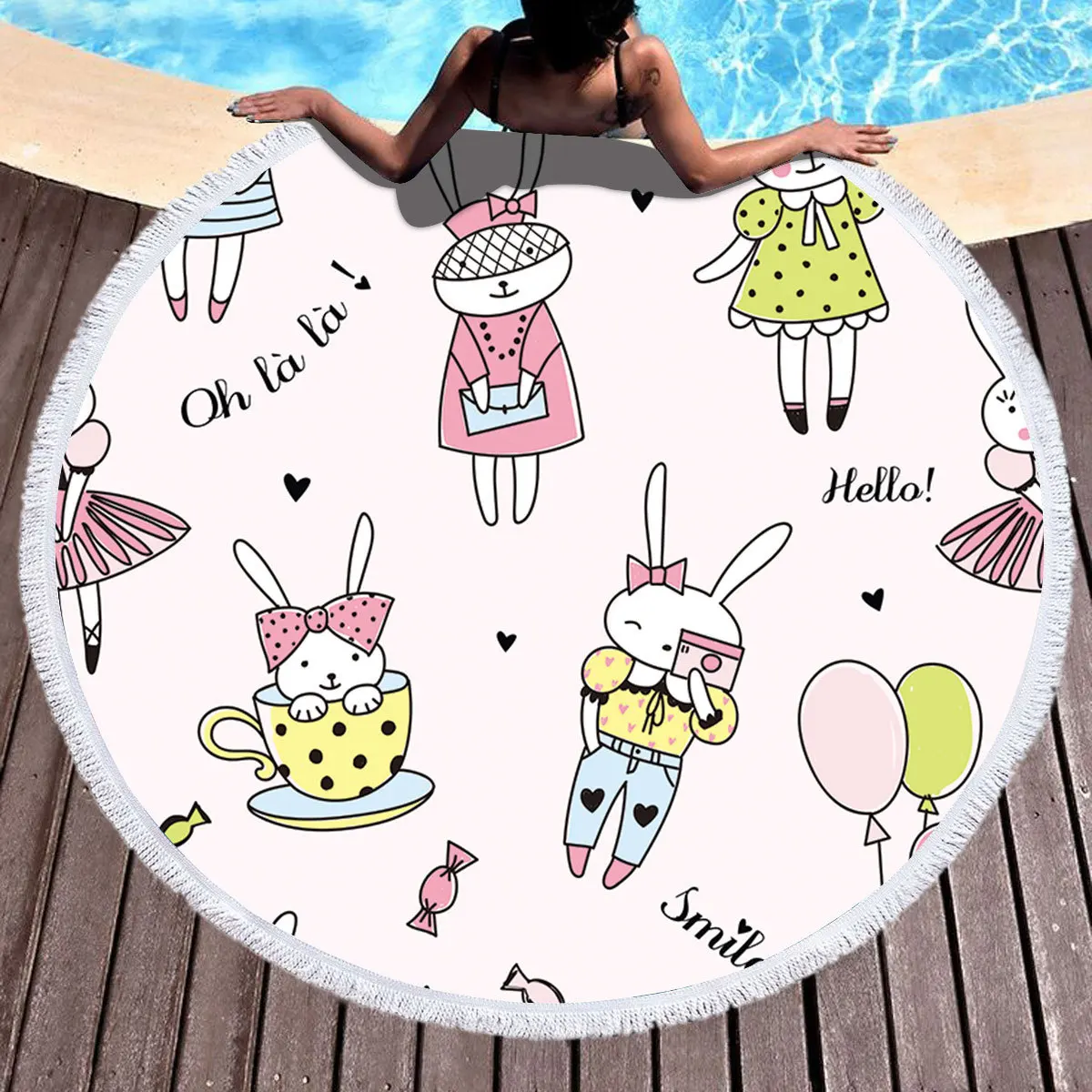 3D Print Round Beach Towel Tassel Boho Flamingo Large Blanket Picnic Yoga Mat Summer Leaf 150x150cm |