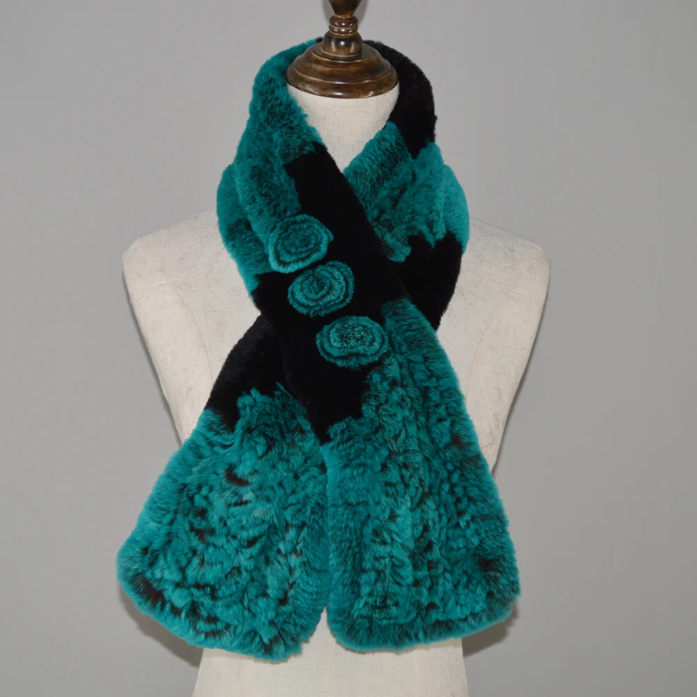 2020 Настоящий мех кролика кольцо женские зимние шарфы шарф из меха Рекс теплые