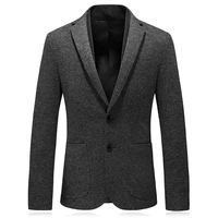 2019 new fashion grey knitted wool mens costume blazers suit jackets good quality autumn winter mens slim fit blazer jacket
