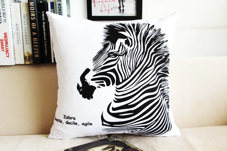 Free shipping black and white zebra Home Furnishing creative gift sofa cushioncar pillow cover soft fitted waist | Дом и сад