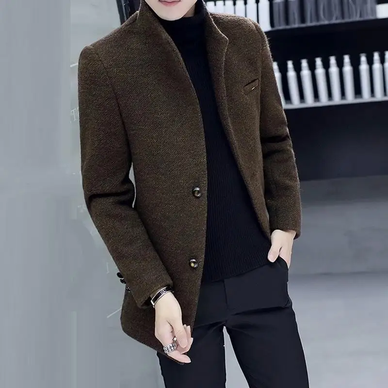 Sobretudo Comprido Palto Casaco Masculino Plaszcz Peacoat Abrigo De Hombre Men Winter Skinny Korean Wool Short Corto Woolen Coat | Мужская