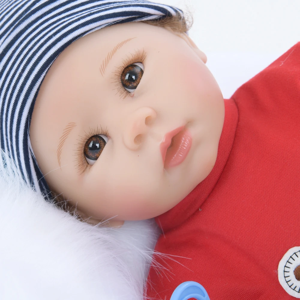 

Factory Wholesale 20" 50CM Fashion Brown Curved Hair Soft Healthy Material Cotton Body Reborn Baby Newborn for Kids