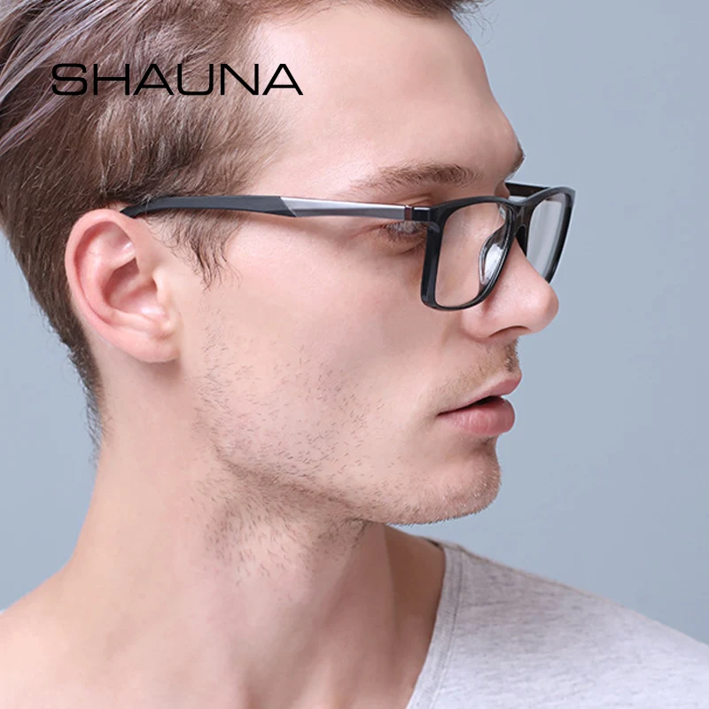 SHAUNA сверхлегкие прямоугольные солнцезащитные очки с пружинным шарниром, оправа для мужчин, линзы из смолы, оптические очки TR90