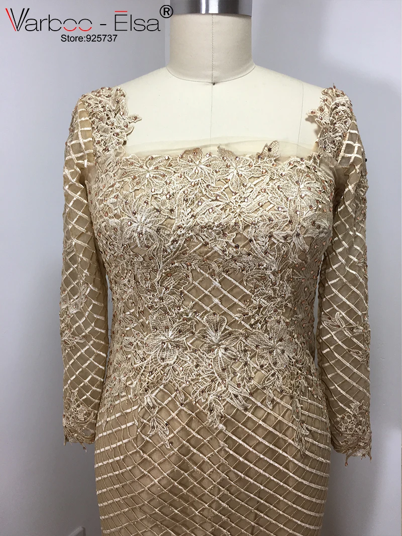 VARBOO_ELSA прямое стильное платье на выпускной 2018 Robe De Soiree шампанское винтажное
