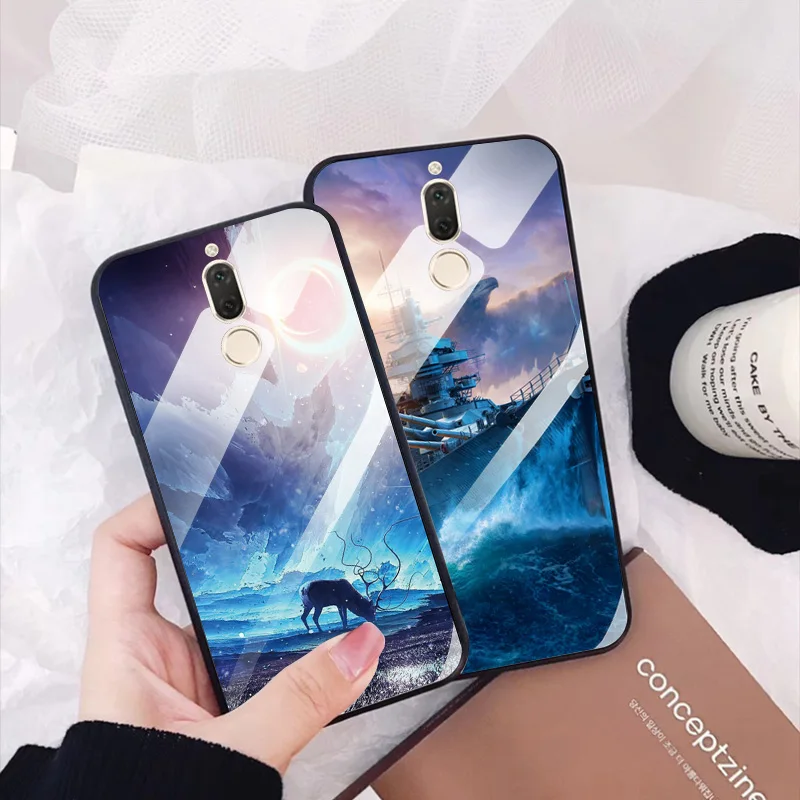 Чехол из закаленного стекла для Huawei Mate 10 Lite 5 9 '' ударопрочный глянцевый чехол